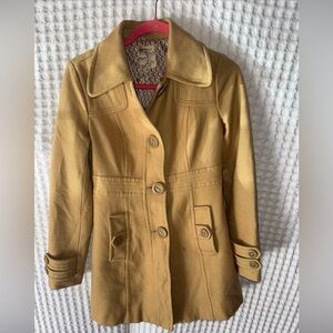 Tulle by Anthropologie Wool Blend Coat Brown Size Small Trench Coat